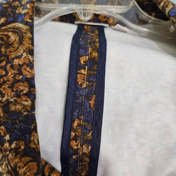 Logo By Lori Goldstein Blazer XL Baroque Print Ponte Knit Navy Gold - Picture 11 of 13